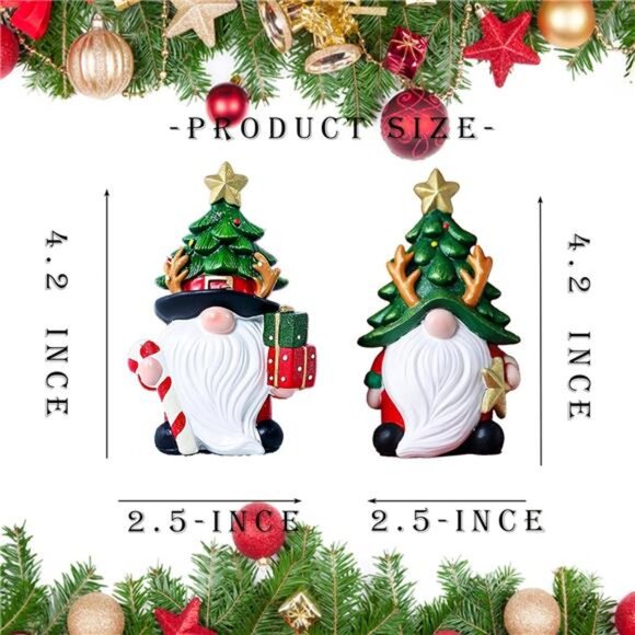 Christmas Decorations | Set of 2 Resin Charming christmas gnomes decorations - Picture 2 of 7